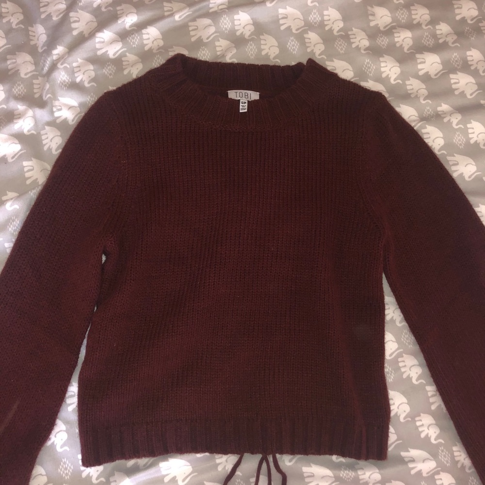 cropped burgundy sweater top from Tobi.com - Picture 3 of 5